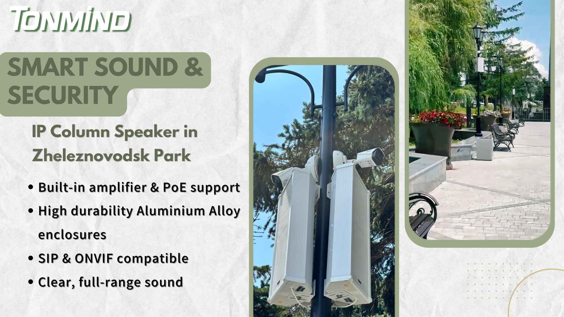 Smart Sound & Sicherheit: Tonmind IP-Säulenlautsprecher im Zheleznovodsk Park