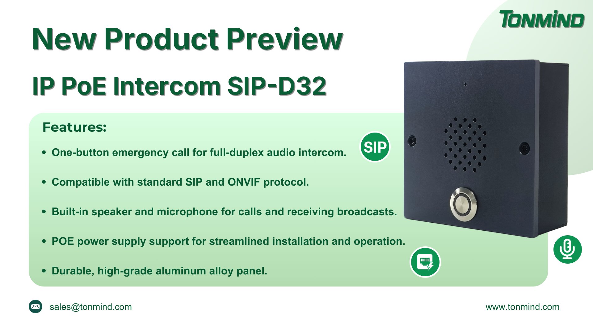 Produktvorschau: IP PoE Intercom SIP-D32