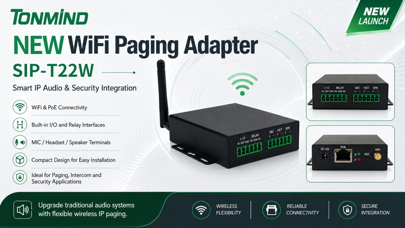 Tonmind stellt neuen WiFi-Paging-Adapter für intelligente IP-Audio- und Sicherheitsanwendungen vor